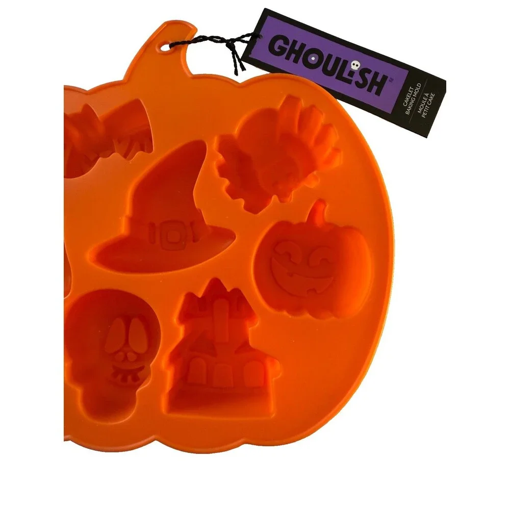 Ghoulish Halloween Cakelet Baking Mold Cake Brownies Resin Clay Bat Skull Spider